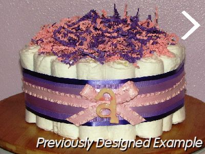 Girl Large Cupcake.JPG - Custom Large Purple Diaper Cupcake